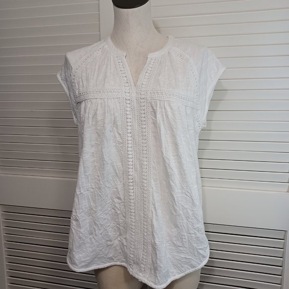 Sundance Tops Sundance Top White Embroidered Sleeveless Tee Womens
